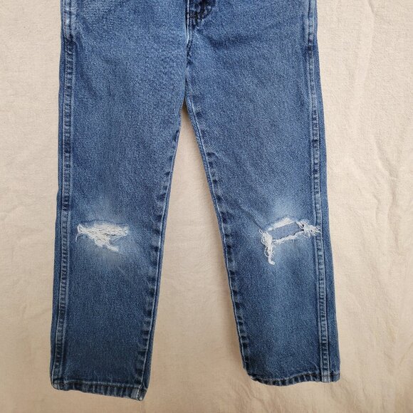 Wrangler Boys Distressed Straight Leg Jeans – Size 7 Regular – Medium Wash - Picture 3 of 5